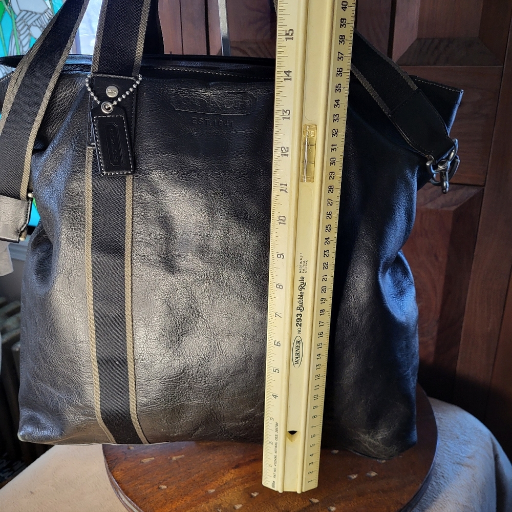 Coach Black Hudson Leather Tote Bag - Picture 8 of 17